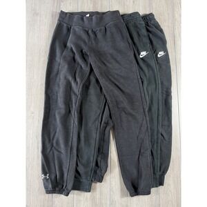 Lot of 3 Nike Under Armour Black Sweatpants Joggers Womens Small Bundle